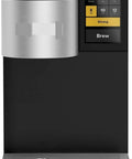 Front view of commercial espresso machine with big water reservoir delivers fresh coffee tea and hot cocoa in about a minute