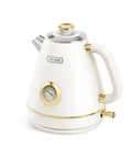Retro Electric Kettle With Thermometer 1.7 Liter All Stainless Steel 1200 Watt Fast Boil Cordless BPA Free Auto Shut Off Pearl White