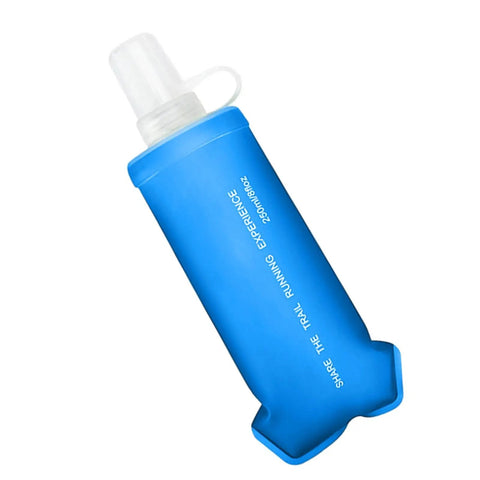 Foldable Water Bottle Soft Portable Leakproof Folding Pouch For Active Mobility Flexible Beverage Sac With Carabiner Blue