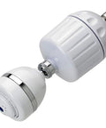 High Output 2 Shower Head With 3 Settings In White, Chlorgon Filtration Removes Chlorine, Dirt, And Odors, Replaceable HOC Filter Lasts 12 Months