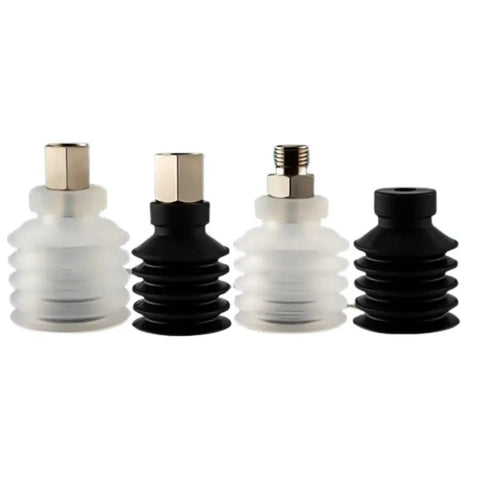 Five Layer Vacuum Suction Cup For Industrial Pneumatic Manipulator VP Series light purple and black silicone gripper pads displayed.