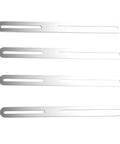 Beefy Heavy Duty Flat Mending Plate Kit Four Pieces In Stainless Steel Slotted Bracket For Wobbly Tables Chairs Bookshelves And Wood Furniture Easy Install Repair Connector Silver Finish showing four mending plates.