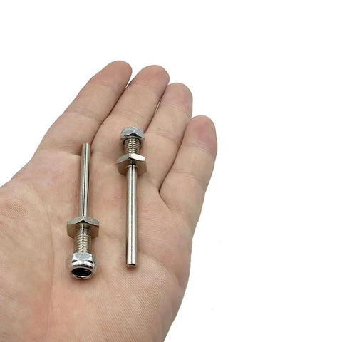 4 Pack RC Airplane Wheel Axles Steel Shafts With Nuts 4mm Diameter Landing Gear Drive Shafts on a Hand