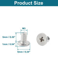 Dead Nuts Tight M3 X 5mm Round Flat Head Machine Screws 100 Pack showing size dimensions for easy reference.