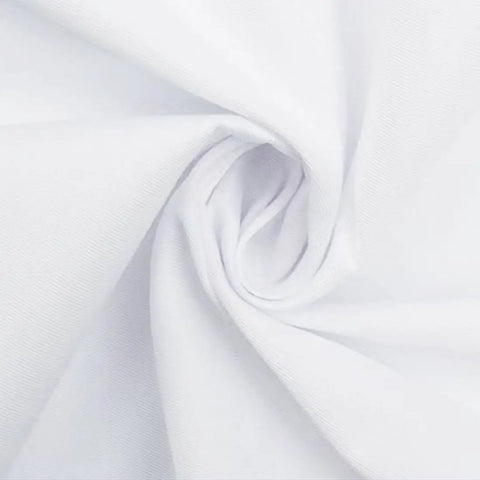 Close-up fabric texture of Unisex Lab Coat White Long Sleeve For Doctors And Nurses Durable 35 Percent Cotton 65 Percent Polyester Blend