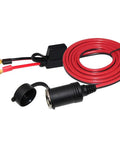 13 Foot 12V Female Cigarette Lighter Socket Extension Cord With Battery Eyelet Ring Terminal 8.3mm Hole 0.32 Inch 16AWG