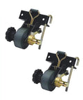 Beefy Ratchet Tie Downs For Square Tube Ladder Racks With Double J Hooks Set Of 2 500 Lb Working Load Limit For Trailer And Pickup Truck Cargo Control Black close-up view