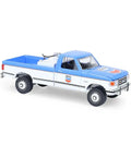 Ford F-250 XL 1991 Diecast Truck One Sixty Fourth Scale Chevron Emblems Blue Collar Series 14 Replica With Rubber Wheels Collectible Display