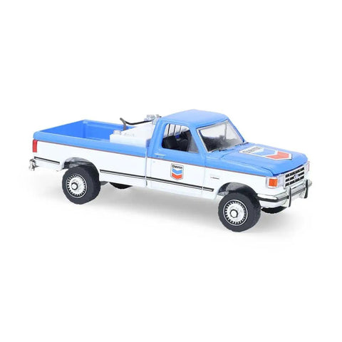 Ford F-250 XL 1991 Diecast Truck One Sixty Fourth Scale Chevron Emblems Blue Collar Series 14 Replica With Rubber Wheels Collectible Display