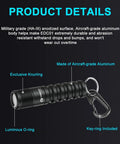Pocket EDC Keychain Flashlight Delivers 120 Lumens With XPG3 LED shown with aircraft-grade aluminum and knurling design
