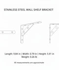Diagram of 5.91 Inch Stainless Steel Wall Shelf Bracket Heavy Duty L Shape Support with dimensions