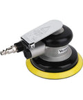 Five Inch Air Random Orbital Sander Dual Action Pneumatic Polisher With Speed Regulator, side view, one hand control