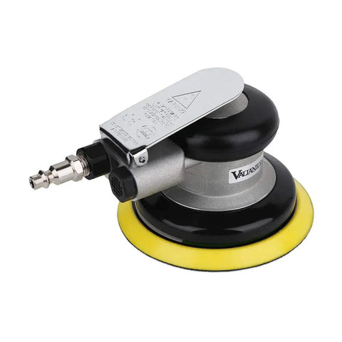 Five Inch Air Random Orbital Sander Dual Action Pneumatic Polisher With Speed Regulator, side view, one hand control