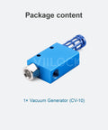 Pro-Grade Pneumatic Vacuum Ejector With Silencer And Aluminum Air Exhaust Valve For Industrial Automation CV-10, compact design