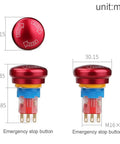 Metal Emergency Stop Push Switch With Self Locking Rotary Mushroom Cap dimensions in millimeters