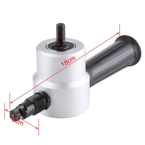 Hot Shot Double Head Sheet Metal Nibbler Drill Bit Attachment, 18cm long, for steel, aluminum, copper, effective on curved surfaces.
