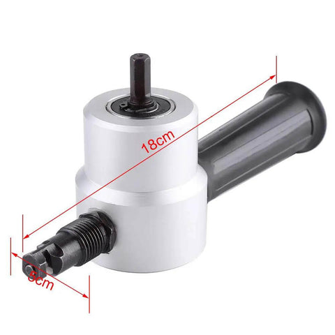 Double Head Sheet Metal Cutter Drill Attachment Nibbler For Straight Curve And Circle Cutting, side view with measurements