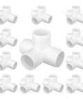 12 pack 4 Way PVC Fittings 1 Inch Heavy Duty Furniture Grade Pipe Connectors for DIY Structures and Frames