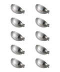 Top Shelf Slick Brushed Nickel Cup Pull Handles For Furniture And Cabinetry Solid Zinc Alloy Hardware Multipack Set Of Ten, showing ten handles.