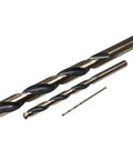 Knockout 29 Piece Drill Bit Set Featuring Jobber Length 135 Degree Split Point Tips With Black And Gold Titanium Coating For Wood And Metal Heavy Duty Made In Usa Dead Nuts Tough Gear showing three drill bits.