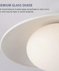 Close-up of soft black 13 inch UFO style semi flush mount ceiling light fixture with frosted glass shade for modern farmhouse glow