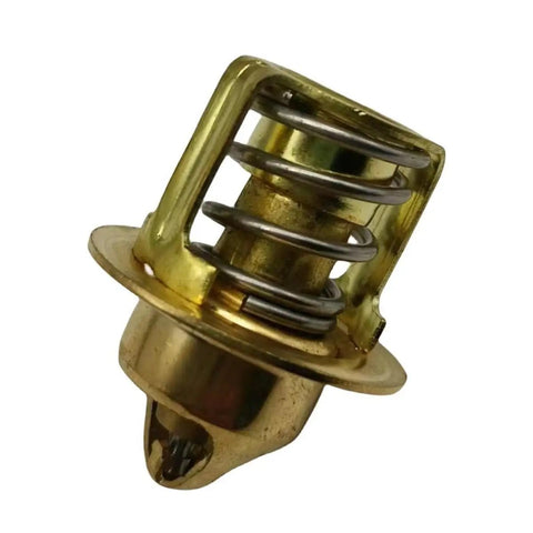 Heavy Duty 143 Degree Engine Thermostat Kit For 60 To 75 Hp Three Cylinder Outboards close-up view of brass thermostat.