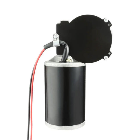 Side view of DC 24V 80W Worm Gear Motor With High Torque 4Nm 160RPM Right Angle Reversible Gearbox Electric Motor, 63mm x 100mm