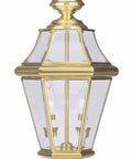 Georgetown 2-Light Outdoor Post Head In Polished Brass With Clear Beveled Glass, Weatherproof Exterior Light Fixture