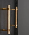 Side view of 2 Pack Solid Brass Cabinet Pulls 5 Inch Hole Centers Gold Knurled Textured Bar Handles installed on dark cabinetry.