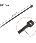 Black self locking nylon cable ties, 60mm x 1.8mm, 300 pack, ideal for wire and cable management, shown in detailed close-up view.