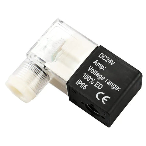 24V DC Coil Kit For Pneumatic Solenoid Valves 4V210-08 And 4V230C-08 Pack Of 2 With Pure Copper Windings For Reliable Valve Operation And Fast Responsive Control, IP65 black coil