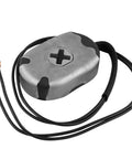 Front view of a silver 12-inch electric trailer brake magnet kit with two exposed wires and braided sleeve.
