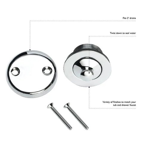 Lift And Turn Bath Drain Plug Kit With Two Hole Overflow Faceplate In Oil Rubbed Bronze, Durable Brass Hardware, front view