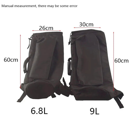 6.8L 9L Carbon Fiber Cylinder Bag For PCP Black Air Tank Soft Protective Case side by side for size comparison.