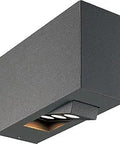 Oscar 3 Light LED Outdoor Wall Mount in graphite grey, up and down lighting, die cast aluminum, 15 degree pivot for patios.