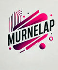 "MURNELAP" logo with pink and black abstract design elements on a white background.