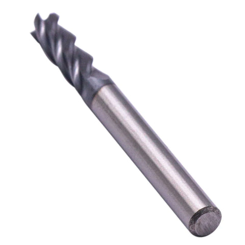 3/16 in solid carbide end mill, AlTiN coated, 4-flute, 30° helix, side view