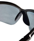 Heavy Duty Safety Glasses With Hard Coated Anti Scratch Polarized Lenses For Crisp Vision And Slip On Fit Ansi Z87 Certified Eye Protection That Handles The Daily Grind Pack Of 12 For Work Sites close-up view showing smoke lenses and frame detail.