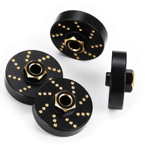 Beefy Brass Wheel Hex Hub Adapters And Extended Spacers Weights For 1/18 RC Crawlers CNC machined and anodized brass set