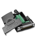 Two Pack DB25 Solderless Connector Kit For RS232 D Sub Serial To 25 Pin Breakout Gear with case, showing male connector