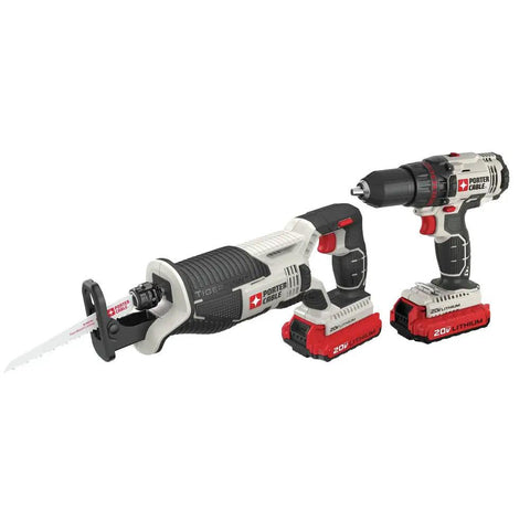 Top Shelf 20V Max Cordless Drill And Reciprocating Saw Combo Kit With High Speed Drive And All Metal Gearbox, two tools with lithium batteries.