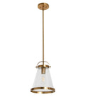Vintage Inspired Metal And Seedy Glass Ceiling Light In Brushed Gold With A Yoke Mount Trim Ring And Seedy Bubble Diffuser