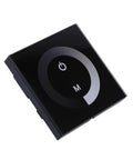 Black Wall Mounted Touch Panel Dimmer for 12V-24V Single Color LED Light Strips with Smooth Glass Touch
