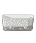 Dope Self Watering Rectangular Planter With Breathable Undergrowth Vents And Glacier Textured Finish, Transparent PET Window Sill Indoor Greenery Pot In Piano White, Drop Resistant, Perfect For Small Veggies And Herbs, 1 Pack, transparent side view