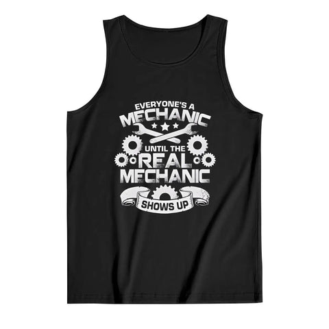 Mens 100 Percent Cotton Tank Top Sleeveless Muscle Tees Summer Fresh Undershirts with mechanic graphic design