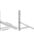 Heavy Duty Mini Split AC Wall Mount Bracket With Foldable Design Beefed Up For Real Tough Mounting Supports Up To 441 Lbs 1.6mm Steel Triangular Frame Riveted Construction Outdoor Unit Holder Easy Storage Weatherproof Built For Long Lasting Strength displayed with measurements