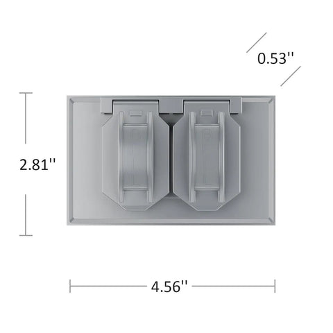 1 Gang Horizontal Weatherproof Cover For Duplex Receptacle With Device Mount Flip Cover Gray Tough As Nails Heavy Duty Metal