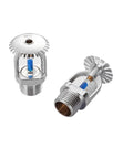 5Pcs High Temp Fire Sprinkler Heads DN15 R1/2 Thread Down Type Spray Nozzles 141C Rating with chrome finish and blue internal trigger.
