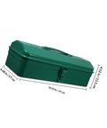 Big Boy Green Metal Toolbox with Rugged Carry Handle and Secure Latch Perfect for Garage Organization and Truck Bed Runs displayed on a slight angle.