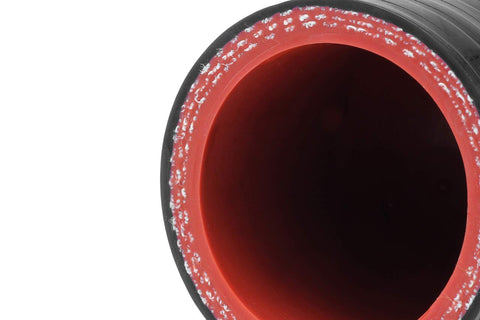 Close-up view of Black High Temp 3-Ply Reinforced Silicone Coolant Cap Bypass Heater, Three Eighths Inch Nine Point Five Millimeter Size.